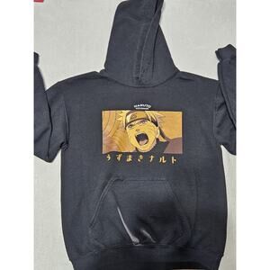 Naruto Uzumaki Black Hoodie Hooded Sweatshirt Japanese Anime Men’s Small